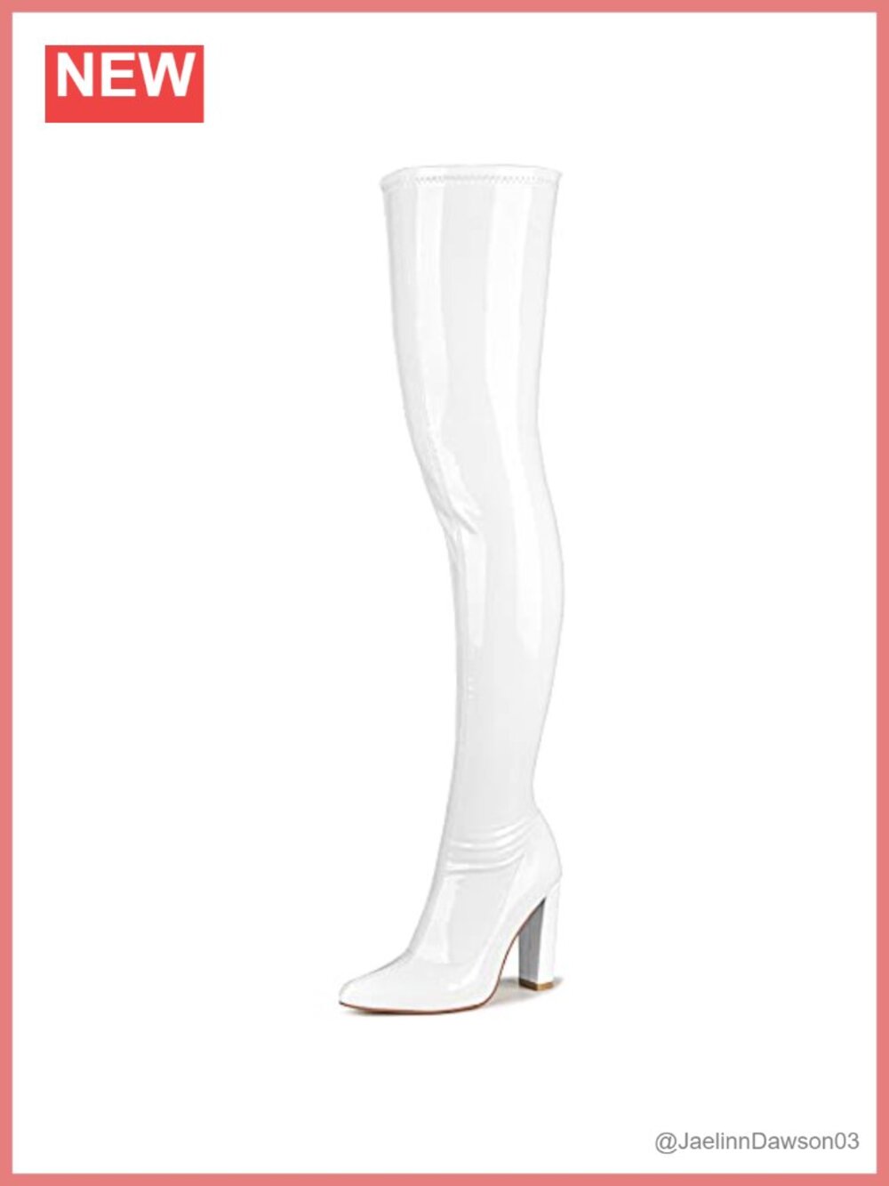 Patent Leather Thigh High Boots Block Heel Pointed Toe Gogo Boots